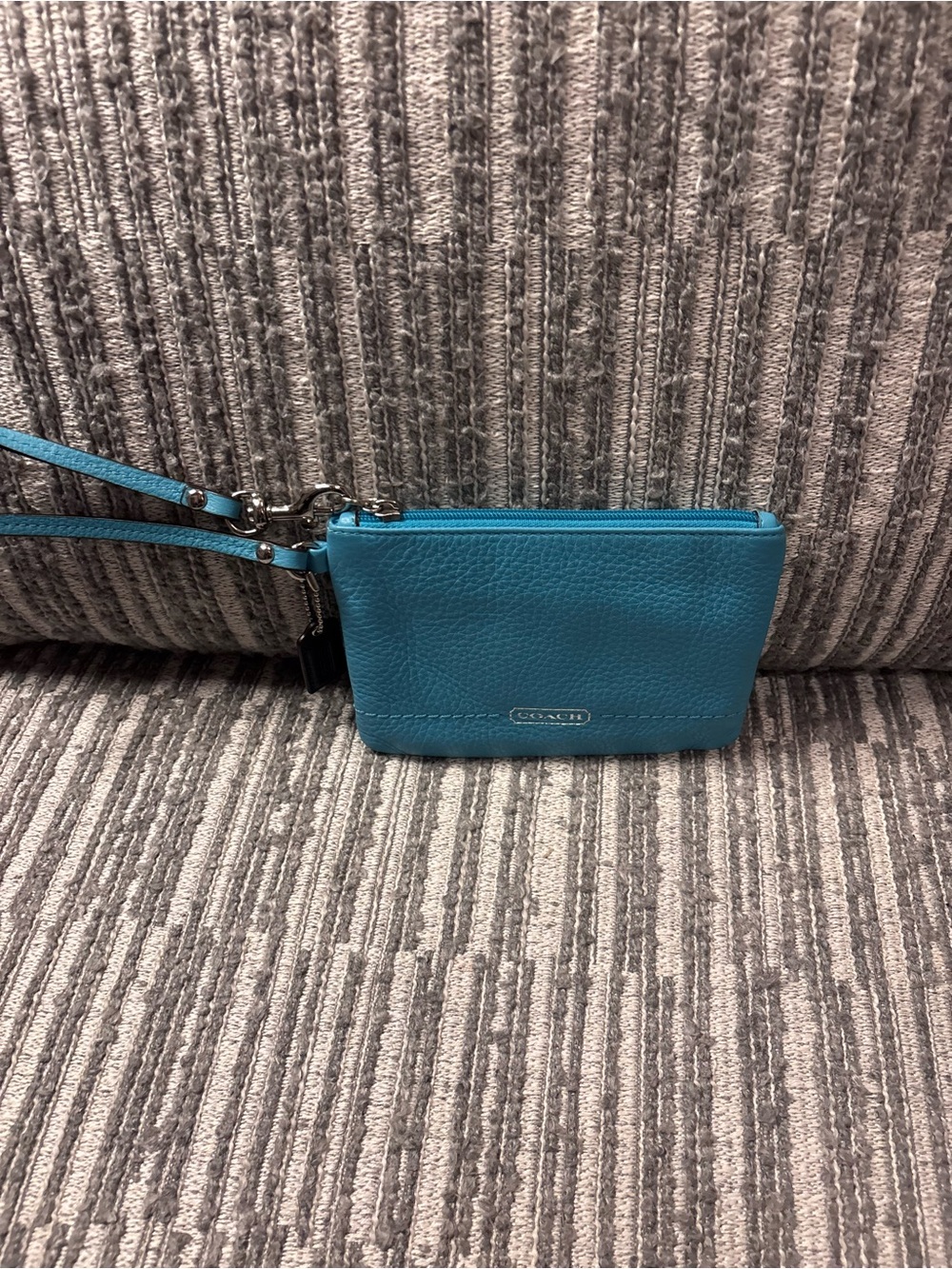 Coach Turquoise Leather Wristlet with Removable Strap